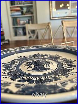 Large Blauw Delfts Distel Hand Painted Blue White 12.5 Bowl Plate Wall Hanging