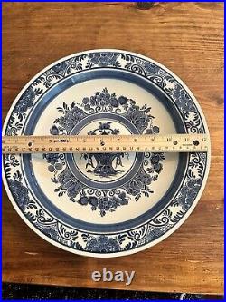 Large Blauw Delfts Distel Hand Painted Blue White 12.5 Bowl Plate Wall Hanging