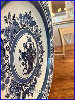 Large Blauw Delfts Distel Hand Painted Blue White 12.5 Bowl Plate Wall Hanging