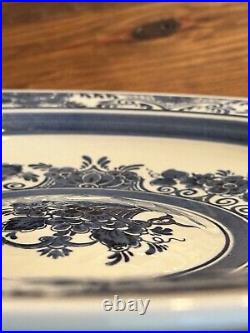 Large Blauw Delfts Distel Hand Painted Blue White 12.5 Bowl Plate Wall Hanging