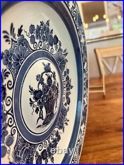 Large Blauw Delfts Distel Hand Painted Blue White 12.5 Bowl Plate Wall Hanging