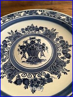 Large Blauw Delfts Distel Hand Painted Blue White 12.5 Bowl Plate Wall Hanging