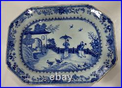 Large Chinese Antique Blue White Figure Pattern Plate Charger 18th C. Qianlong#C