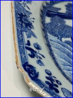 Large Chinese Antique Blue White Figure Pattern Plate Charger 18th C. Qianlong#C
