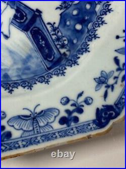 Large Chinese Antique Blue White Figure Pattern Plate Charger 18th C. Qianlong#C