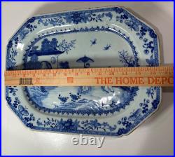Large Chinese Antique Blue White Figure Pattern Plate Charger 18th C. Qianlong#C