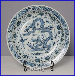 Large Chinese Blue and White Porcelain Plate M2253