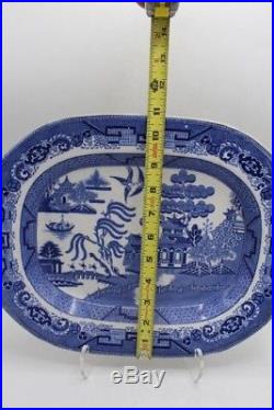 Large Chinese Export Blue & White Meat Platter / Serving Plate 13.5
