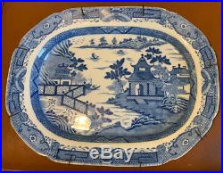 Large Chinese Export Blue White Platter 19th Century 19