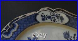 Large Chinese Porcelain Blue & White Dish With Flowers Qianlong 18th Century