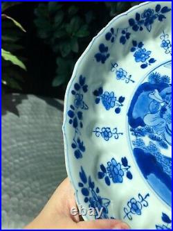 Large Chinese blue and white lobed plate with Kangxi mark, Kangxi Period