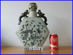 Large Hexagonal Chinese Blue & White IN Hongwu Ming Style Porcelain Flask