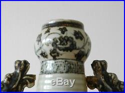 Large Hexagonal Shape Antique Chinese Blue & White Hongwu Ming Porcelain Flask