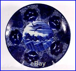 Large & Impressive 18 Vintage Japanese Imari Charger Blue & White with Stand