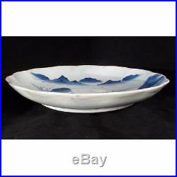 Large Japanese Arita Blue and White Charger with Landscape 19th Century