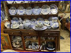 Large Job-lot Vintage Blue White Ceramic Pottery Collection Teapots, Plates Home