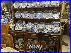 Large Job-lot Vintage Blue White Ceramic Pottery Collection Teapots, Plates Home