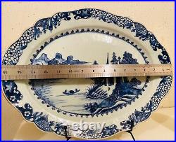 Large Qing Chinese Export Blue and White Platter 15x12 inch