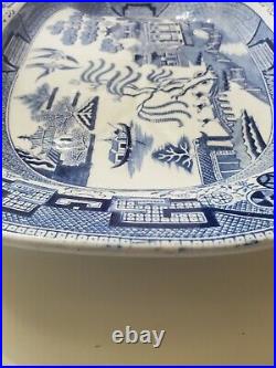 Large Staffordshire Blue Willow Meat Platter Circa late 1800s