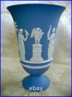 Large Wedgwood Blue Jasper Ware 7 1/2 Pedestal Vase