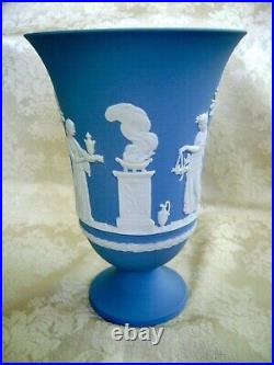 Large Wedgwood Blue Jasper Ware 7 1/2 Pedestal Vase