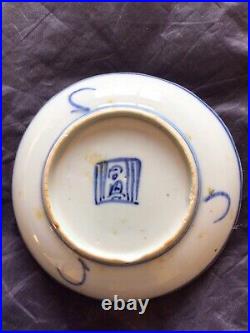 Late Ming Blue & White Phoenix and Fisherman Dish 13cm diameter