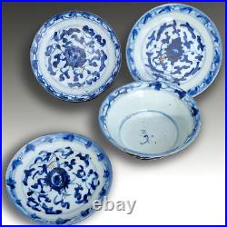 Late Ming Dish and matched plates Domestic wares Blue & White- Approx 14cm D