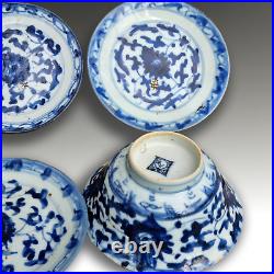 Late Ming Dish and matched plates Domestic wares Blue & White- Approx 14cm D