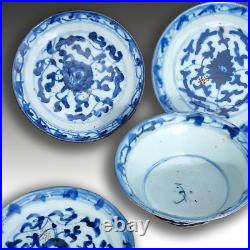 Late Ming Dish and matched plates Domestic wares Blue & White- Approx 14cm D