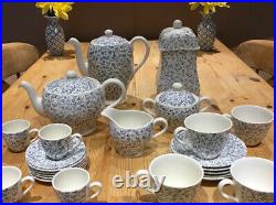 Laura by Royal Tudor, Grindley. Tea pot & Coffee set 28pcs. Blue & White. Rare