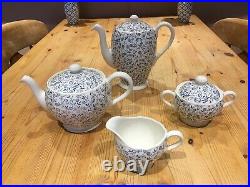 Laura by Royal Tudor, Grindley. Tea pot & Coffee set 28pcs. Blue & White. Rare