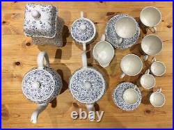 Laura by Royal Tudor, Grindley. Tea pot & Coffee set 28pcs. Blue & White. Rare