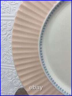 Lenox 10.5 Dinner Plate Pink Fluted Design White Center With Blue Detail 1930s