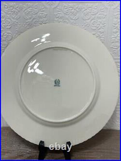 Lenox 10.5 Dinner Plate Pink Fluted Design White Center With Blue Detail 1930s