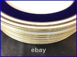Lenox E66B Tiffany & Co Dinner Plate Cobalt Blue Gold Encrusted Antique Set of 7