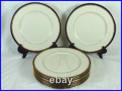 Lenox For J. E. Caldwell & Co 10 Dinner Plates Cobalt Blue Gold Encrusted Rim