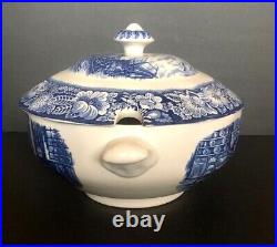 Liberty Blue Staffordshire ironstone soup tureen withcover Boston Tea Party
