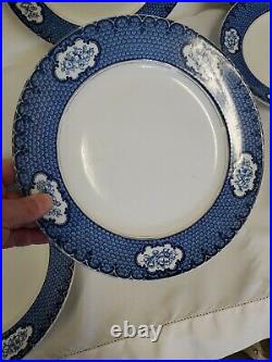 Losol Ware Cranford Keeling Blue White Dinner Plates (6) Antique