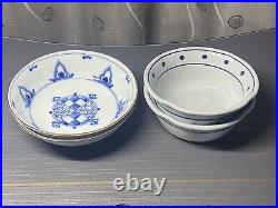 Lot Of 4 Vintage Japanese Soup Plates Tableware Ceramic Porcelain Blue White CLR