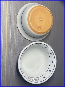 Lot Of 4 Vintage Japanese Soup Plates Tableware Ceramic Porcelain Blue White CLR