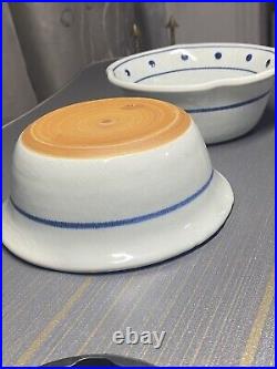 Lot Of 4 Vintage Japanese Soup Plates Tableware Ceramic Porcelain Blue White CLR