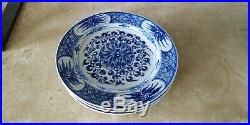 Lot Of (9) Antique Chinese Export Blue & White Porcelain Dragon Flower Set