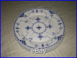 Lot/Set 4 Royal Copenhagen 577 Blue Fluted Half Lace 9.75 Dinner Plates