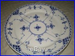 Lot/Set 4 Royal Copenhagen 577 Blue Fluted Half Lace 9.75 Dinner Plates