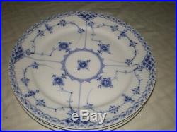 Lot/Set 4 Royal Copenhagen 577 Blue Fluted Half Lace 9.75 Dinner Plates