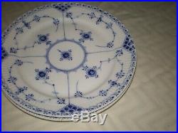 Lot/Set 4 Royal Copenhagen 577 Blue Fluted Half Lace 9.75 Dinner Plates