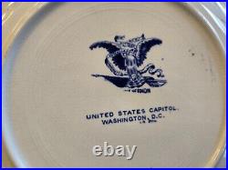 Lot of 10 Buffalo Pottery Early blue transferware plates with historical buildings