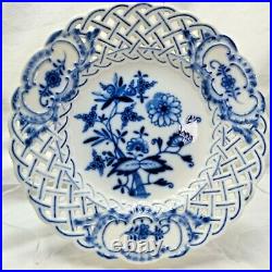 Lot of 2 Meissen BLUE ONION Crossed Swords 8 Reticulated Plate