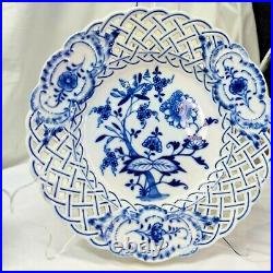 Lot of 2 Meissen BLUE ONION Crossed Swords 8 Reticulated Plate