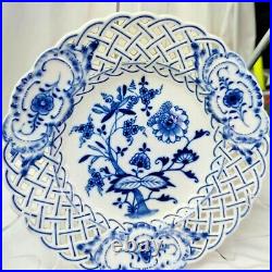 Lot of 2 Meissen BLUE ONION Crossed Swords 8 Reticulated Plate
